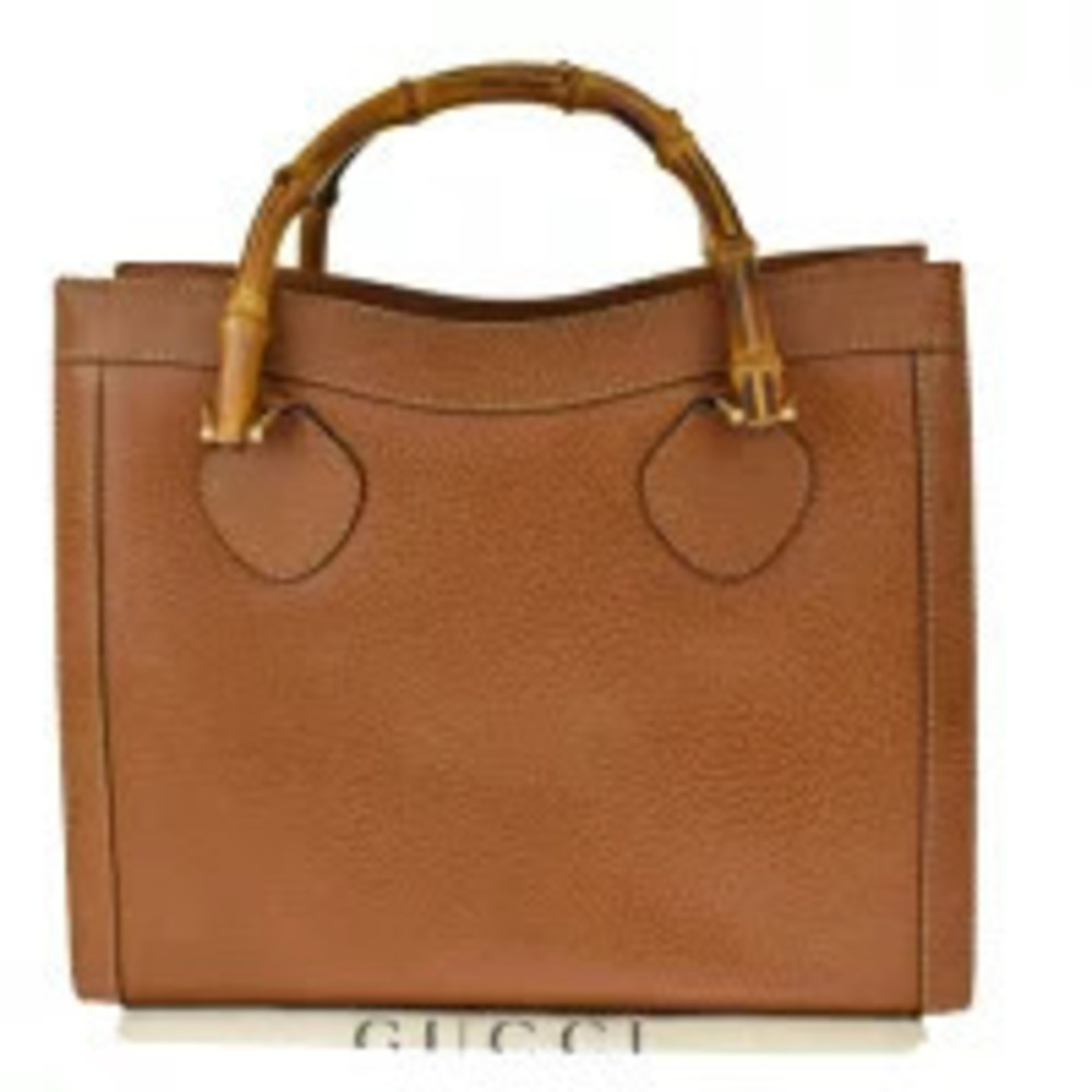 Gucci Bamboo Handbag Brown Leather